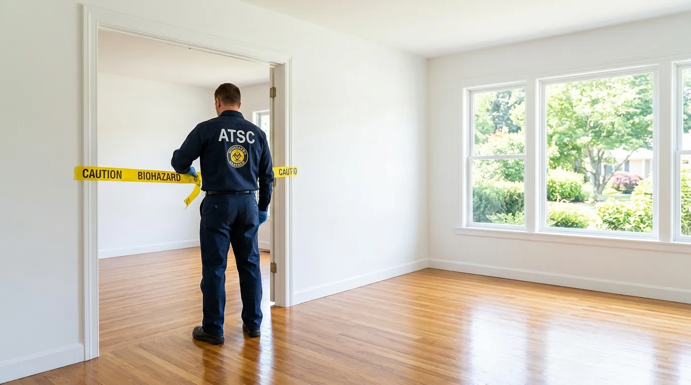 Certified biohazard cleanup crew performing Trauma Scene Cleanup in Groveport